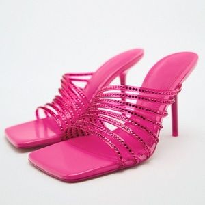 Zara rhinestone vinyl high heels